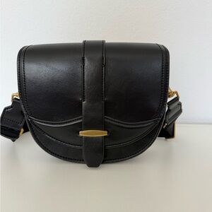 Mango Elegant Black Leather Crossbody Bag
